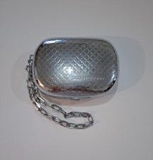 Vintage Paco Rabanne Silver Metal Clutch Bag with Chain Strap New Original Box