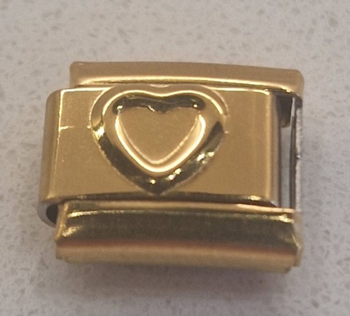 Gold heart italian charm - heart, link
