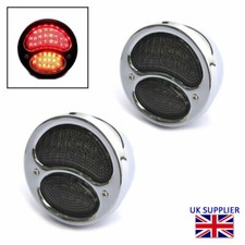 NEW Integrated LED Stop Tail Lights with Indicators - CHROME Vintage Style Pair