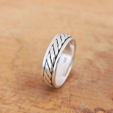 Mens Womens Plain 925 Sterling Silver Celtic Spinning Worry Band Ring 7mm N2