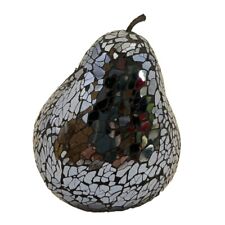 Mosaic Glass Pear (Black Mirror) Home Decorative Decor Fruit Display Piece Gift