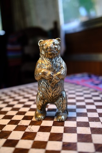 Heavy antique brass bear money - brass,