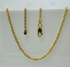 Solid 9ct Yellow Gold 2mm Rope Chain Men&Women Necklace 22 Inch 2.9gr