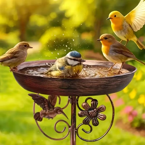 Vintage metal bird bath - metal,