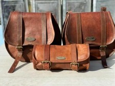 New Leather Motorcycle 3 Front Fook Saddlebag Luggage Bag For Sportster (3 Bags)