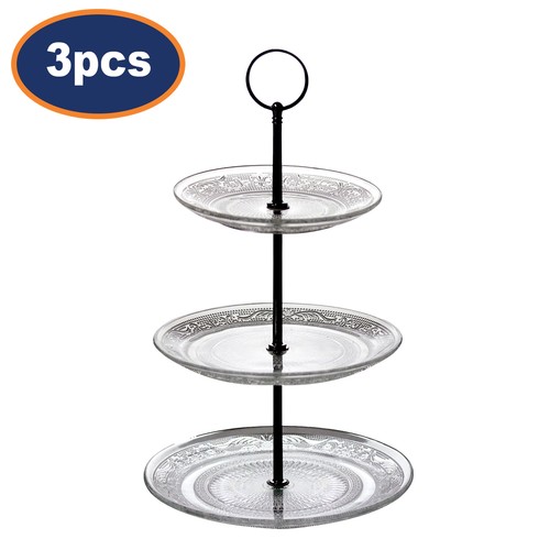 3pc tier glass - 3, cake