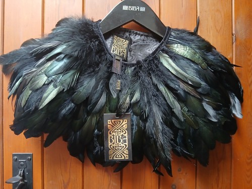 Biba black real feather bolero - biba,