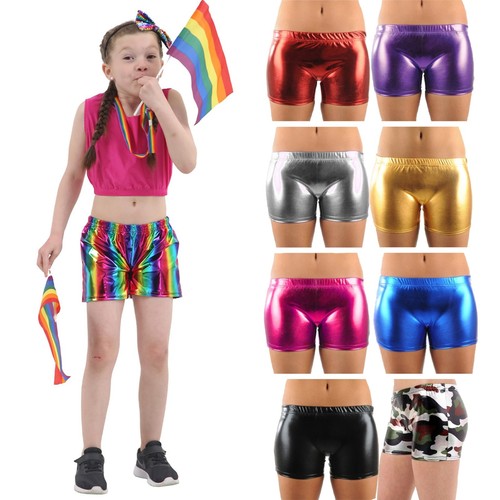 Girls metallic shiny hot pant - girls,