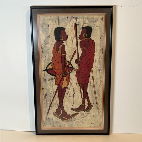 Vtg african batik painting - vtg,