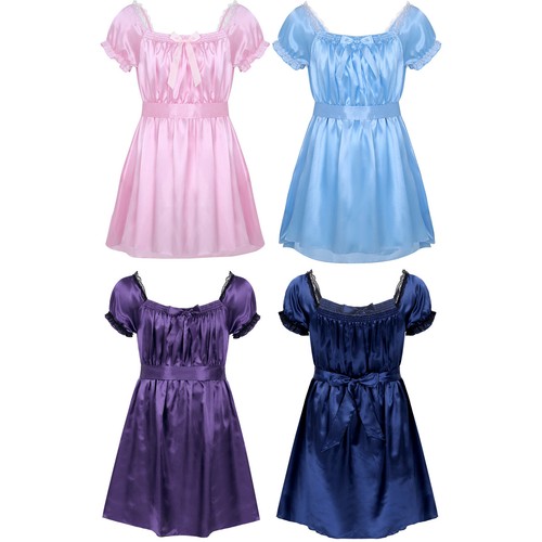 Men square neck satin frilly - men's,