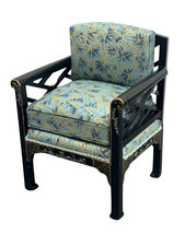 Dolls House Chinese Black Green Armchair Hand Painted JBM Living Room Furniture