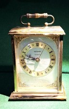 Vintage 1970s Metamec faux onyx top and bottom quartz carriage clock working