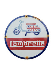 VINTAGE LAMBRETTA PORCELAIN SIGN SCOOTER MOTORCYCLE BIKE DEALER SALES SERVICE