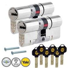 Yale Platinum Keyed Alike Euro Cylinder UPVC Door Lock Anti Snap 3 Star 50-45