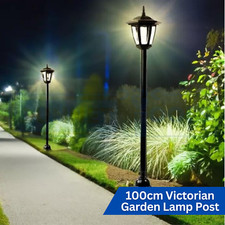 Solar Lamp Post Light Lantern Outdoor Traditional Garden Patio Pathway Stake 1m