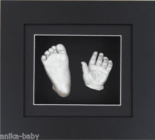 New Unisex Girl/Boy 3D Baby Casting Kit Silver Hand Foot Feet Cast Black Frame