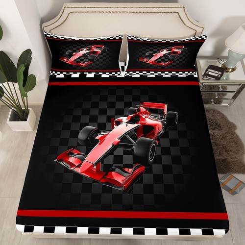 Red formula car bedding - 3d,