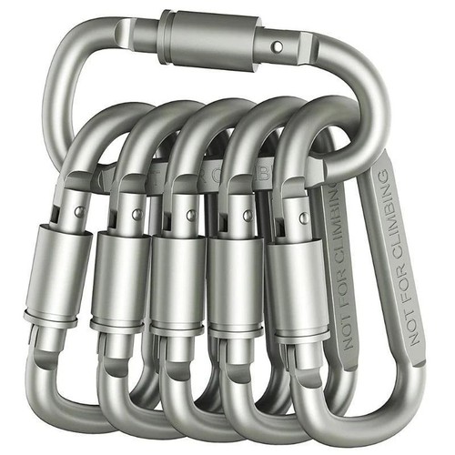 6pcs aluminum carabiner clips - aluminum,