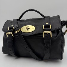 Mulberry Alexa 2Way Handbag Shoulder Bag Leather Turnlock Black Authentic