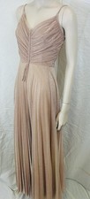1970s Vintage John Charles Rose Gold Lurex Maxi Dress Glam Studio 54 Gown 8