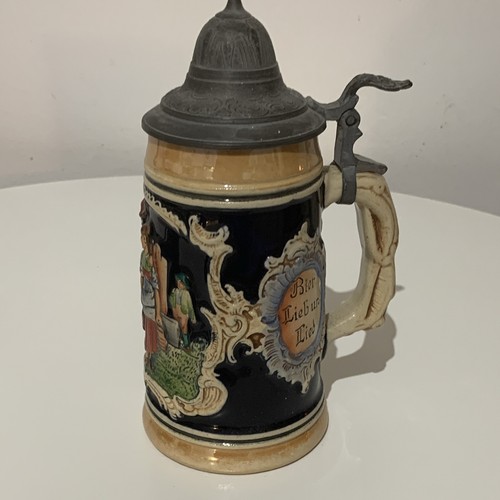 German ceramic beer stein with - ceramic,