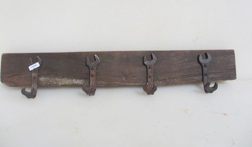 Vintage wooden coat rack - vintage, iron