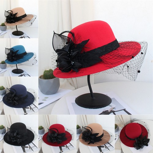 Women flower bowler fedora hat - women,