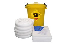 100 Litre Oil and Fuel Spill Kit in Durable Plastic Drum   Portable Spill Respon