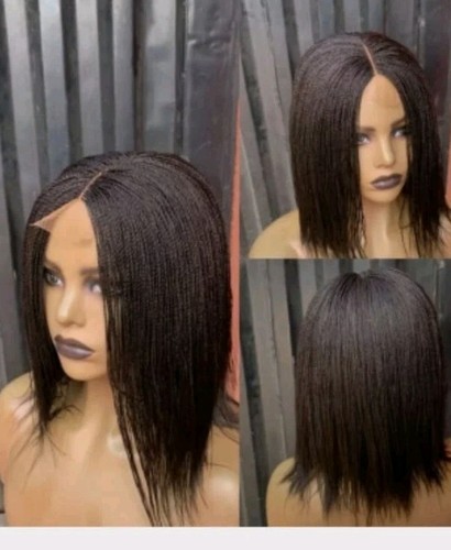 Handmade black braided wig - black,