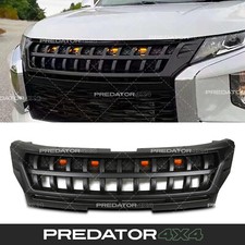 BLACK QUAD LED LIGHT BAR FRONT GRILL GRILLE FOR MITSUBISHI L200 SERIES 6 19-23