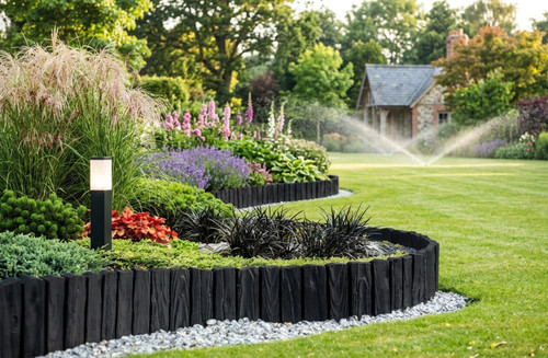 Black garden edging - black, wood