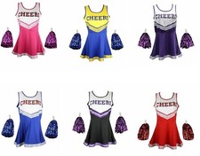 Cheerleader Outfit Fancy Dress Uniform Costumes With Pom poms