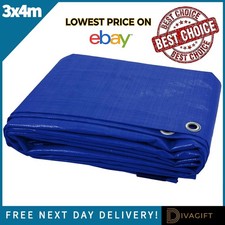 3M x 4M HEAVY DUTY WATERPROOF TARPAULIN EYELETS COVER GROUND SHEET CAMPING TARP