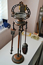 Vintage Fireside Companion Set with Matchbox Holder  & Ashtray (no shovel)