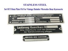 "SS" Set Of 3 Data Plate Fit For Vintage Daimler Mercedes Benz Karosserie #