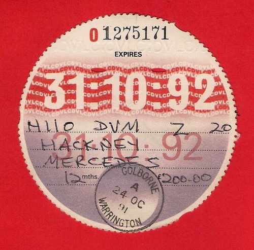Bus tax disc 1992 shearings - disc,
