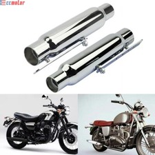 Pair Shorty Exhaust Pipe Muffler Silencer 12" Long For Harley Chopper Cafe Racer
