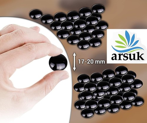 Black glass pebbles 18mm - black,