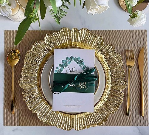 Gold rippled charger - gold,