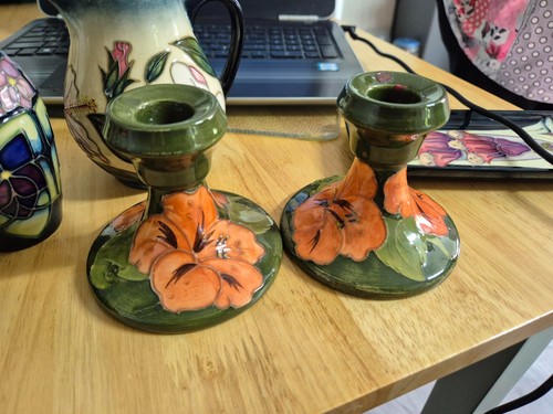 Pair moorcroft candle - pair, of