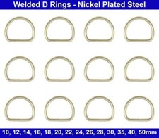 Welded D RINGS 10, 12, 14, 16, 18, 20, 22, 24, 26, 28, 30, 35, 40, 50mm - Silver