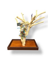 WUNDAPETS JAVA WOOD NATURAL MEDIUM TABLE TOP STAND BIRD PERCH PLAY 58 X 37CM