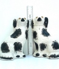 Pair of 19th Century Genuine Staffordshire King Charles Spaniels Figurines