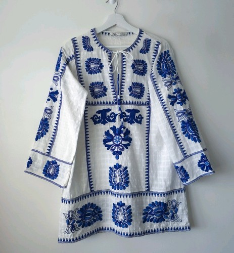 Zara cotton blue white - zara, kaftan