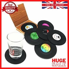 6 PCS Retro CD Record Vinyl Coasters Cup Mat for Coffee Drink Tableware Non-slip