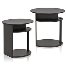 Furinno JAYA Side Table Set of 2, End Table, Night Stand, Bedside Table, Walnut