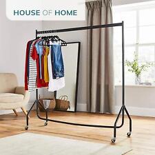  Clothes Rail Superior Heavy Duty Rack 4FT Long x 5FT Tall In Black With Wheels