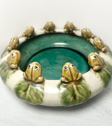 Vintage majolica frog lily - vintage,