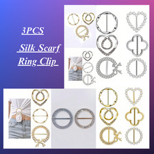 Women Silk Scarf Ring  Clip Pin Crystal Buckle Ring & Scarf Buckle Accessories