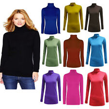 WOMENS LADIES POLO NECK TURTLE ROLL HIGH NECK JUMPER PARTY TOPS SIZE 8-24